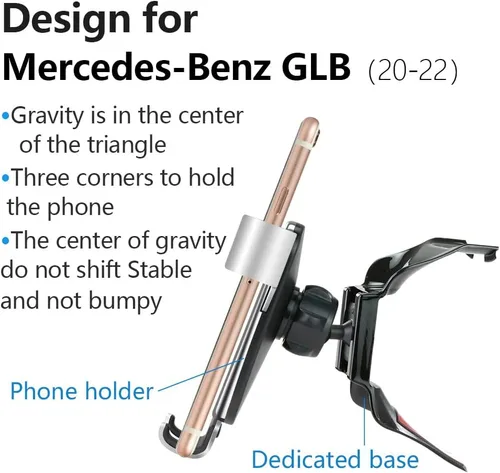 Miniatura 6 de LUNQIN - Soporte para teléfono de coche para Mercedes Benz Clase GLB 2020 2021 2022 2023 2024 2025 GLB250 AMG 35 4Matic y Benz EQB 2022-2025 250+