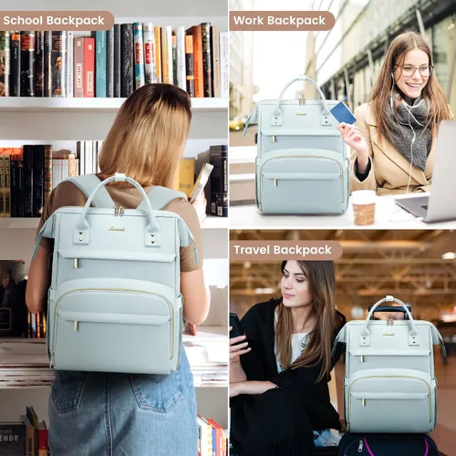 Miniatura 6 de LOVEVOOK - Mochila para laptop para mujer, mochila de moda para mujer.., Rosa Azul, 15,6 pulg., Mochilas de viaje