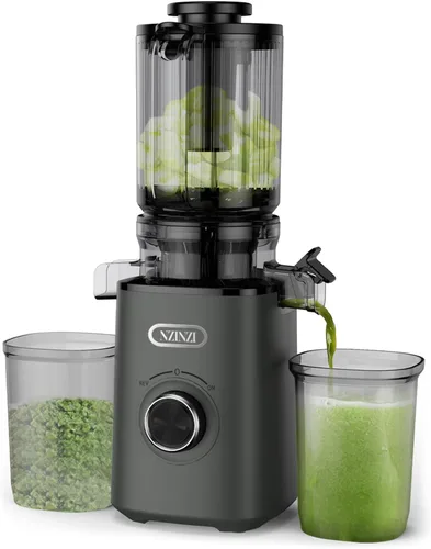 Exprimidor de prensa en frío, máquina exprimidora lenta fácil de limpiar, exprimidor de alimentación automática con canal de alimentación grande