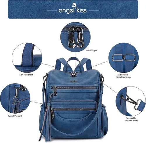 Miniatura 32 de Bolsos mochila monedero de piel sintética para mujer, bolsas con zíper, mochilas de hombro casuales