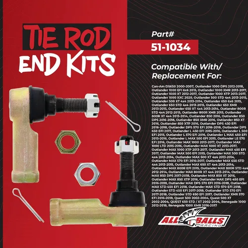 Miniatura 2 de All Balls Racing Kit de extremo de barra de acoplamiento compatible con/repuesto para - Outer Only Can-Am Outlander 1000 Efi 6X6 15, 51-1034