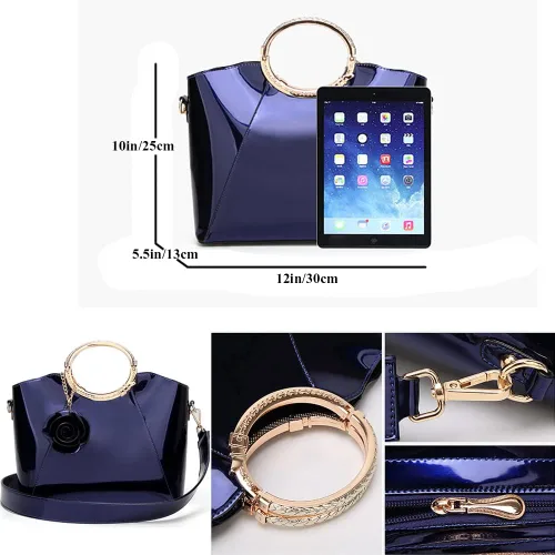 Miniatura 4 de ZiMing Bolsos de charol para mujer, con asa superior, elegante, bolso de noche, bolsos de hombro para mujer