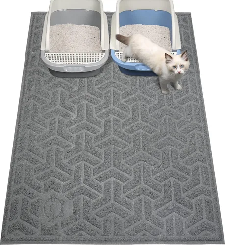 Miniatura 10 de UPSKY Tapete de arena para gatos, tapete suave para patas de gatito, tapete grande para caja de arena de 35 x 24 pulgadas, control de dispersión