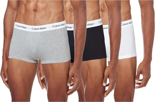 Calvin Klein Paquete de 3 calzoncillos tipo bóxer de algodón elástico de tiro bajo para hombre, color blanco
