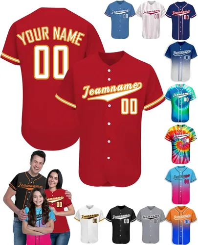 Miniatura 20 de Camiseta de béisbol personalizada para hombres, mujeres y niños con nombre, número y logotipo, camisetas de sóftbol personalizadas, S-4XL