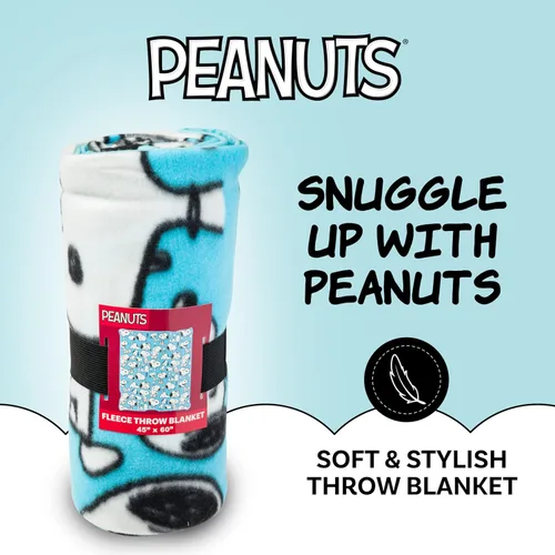 Miniatura 4 de Silver Buffalo Peanuts Snoopy Multi Pose Expression - Manta de forro polar de 45 x 60 pulgadas, suave y acogedora, 180 GSM Peanuts Snoopy Multi Pose