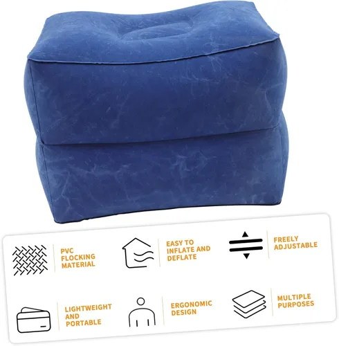 Miniatura 3 de Almohada de pierna de altura ajustable para niños y niñas, almohada de viaje, cama de avión con memoria, 1 juego Azul