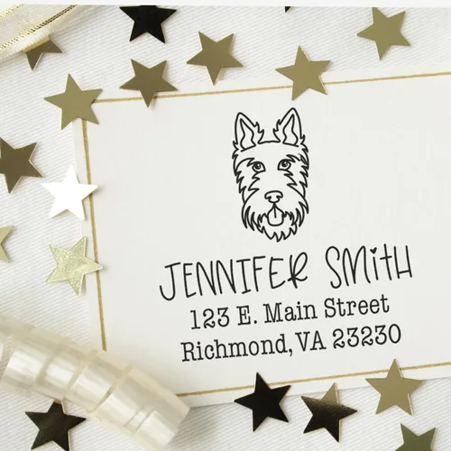 Miniatura 20 de Sello de dirección personalizado Basset Hound – Sello personalizable con nombre y dirección para sobres, ideal para amantes de los perros