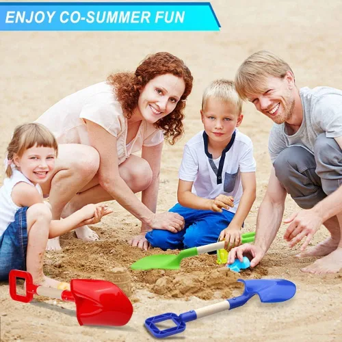 Miniatura 2 de Palas de arena de playa de 16 pulgadas para niños, kit de herramientas de pala de jardín, pala de plástico de madera resistente y larga para excavar