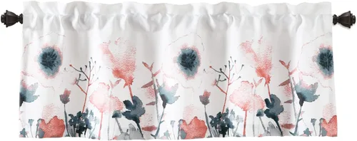 Miniatura 7 de Lush Decor Zuri Flora Cenefa para ventana de oscurecimiento con solapa única, 52 pulgadas de ancho x 18 pulgadas de largo + 2 pulgadas de cabecera