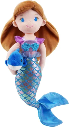 Miniatura 9 de June Garden 16.5" Sirena brillante Aurelia - Muñeca de felpa suave y brillante para regalo para niñas pequeñas