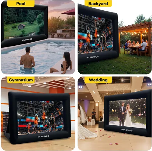 Miniatura 8 de Pantalla de Película Inflable para Exteriores de 24 Pies, Pantalla de Proyector Hinchable para Exteriores con Soplador de Aire y Bolsa