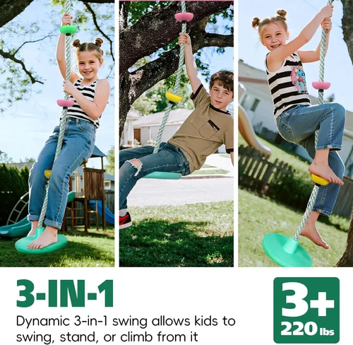 Miniatura 2 de ZNCMRR Columpios de árbol para niños Columpio de cuerda al aire libre para árbol Cuerda de escalada para niños Columpio de disco para niños Asiento
