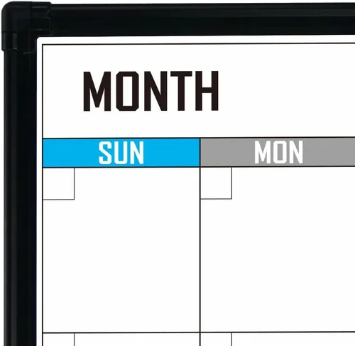 Miniatura 7 de XBoard Pizarra de borrado en seco con calendario 28 X 20 - Juego de pizarra con calendario mensual, pizarra blanca magnética + corcho con marco