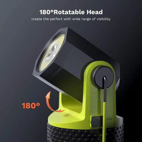 Miniatura 5 de CLAKAP Linterna LED para campamento, linterna recargable de 3000 lúmenes, linterna giratoria de 180°, luz de campamento portátil con cargador
