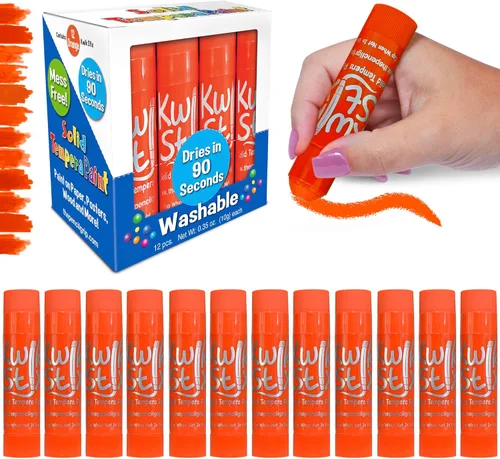 Miniatura 9 de Kwik Stix - Varillas de pintura de témpera sólidas, paquete de 12 unidades, color negro, lavables del mismo color, de secado rápido (90 segundos)