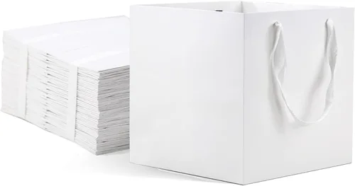 Miniatura 9 de HUAPRINT Bolsas de regalo de papel de mármol con asas, paquete de 12, bolsas de regalo cuadradas grandes de 10 x 10 x 10 pulgadas para compras