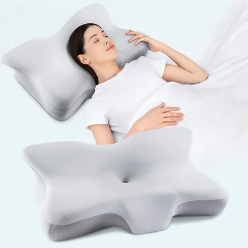 Miniatura 10 de Almohada cervical para el cuello, almohada ergonómica para dormir de lado para el soporte del cuello, almohadas de espuma viscoelástica refrescante
