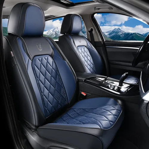 Miniatura 37 de Coverado Fundas de Asientos Delanteros, Funda de Asiento de Cuero Sintético de Lujo Impermeable, Protector de Asiento de Coche Beige, Funda
