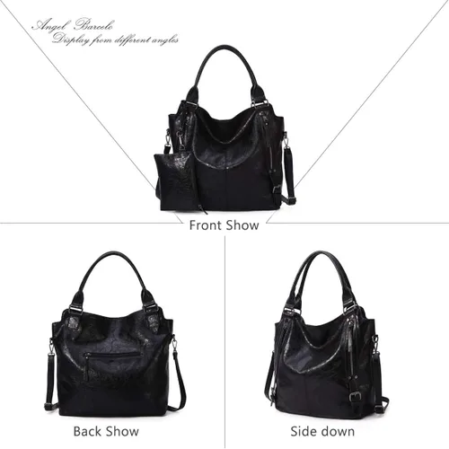 Miniatura 3 de Angel Barcelo - Bolsa de mano grande de piel suave con correa para el hombro para mujer