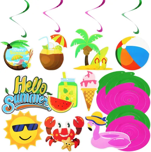 Miniatura 3 de Abaodam 10 piezas de remolinos colgantes para fiesta de verano en la piscina, decoración de fiesta de cumpleaños temática de playa, 10