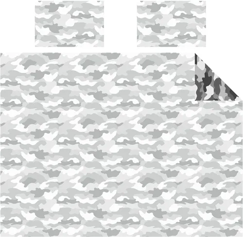 Miniatura 5 de Price Right Home Juego de funda de edredón y funda de almohada reversible de camuflaje militar gris