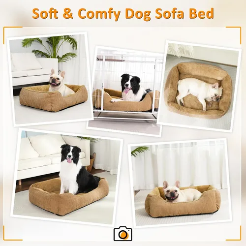 Miniatura 4 de FURTIME Camas medianas para perros medianos, cama rectangular lavable para perro, cama ortopédica suave y cómoda, cama calmante para cachorros, sofá