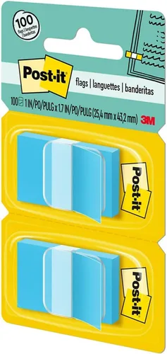 Miniatura 7 de Post-it 680BB2 Banderas de página estándar en dispensador, color azul brillante, 100 banderas/dispensador