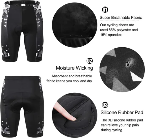 Miniatura 4 de INBIKE Conjunto de camiseta de ciclismo para hombre, camisa de ciclismo transpirable de manga corta con pantalones cortos acolchados