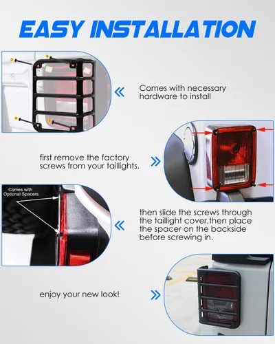 Miniatura 3 de Fundas de luz trasera JK para Jeep Wrangler, Wrangler trasero protector de luz trasera de metal JK compatible con Jeep Wrangler JK y JKU 2007-2018