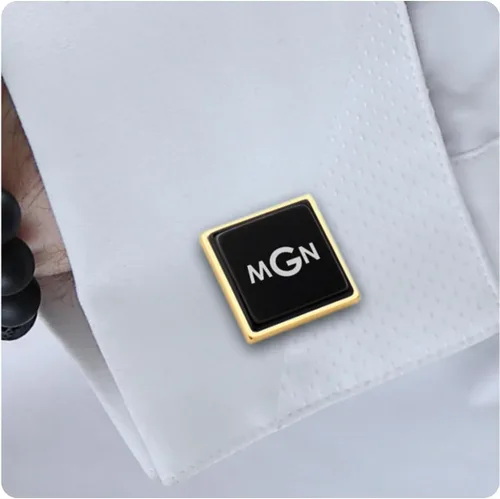Gemelos dorados con monograma para hombre - Gemelos personalizados para hombres - Gemelos con monograma - Regalo personalizado para el primer