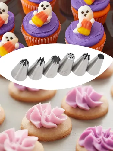Miniatura 5 de Puntas de Glaseado Grandes, Punta de Manga Pastelera Eclair Churro Macaron Estrella Redonda para Decorar Pasteles, Cupcakes, Galletas, 5 Piezas F
