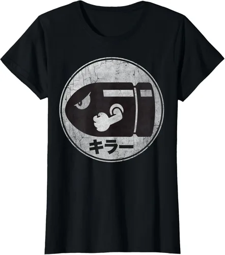 Miniatura 39 de Super Mario Camiseta con logotipo de Bullet Bill Distressed en Kanji