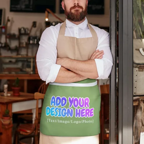 Miniatura 233 de AXKEUDO Delantal personalizado con bolsillos, delantales de cintura para camarera para cocinar en casa, restaurante, servir trabajo
