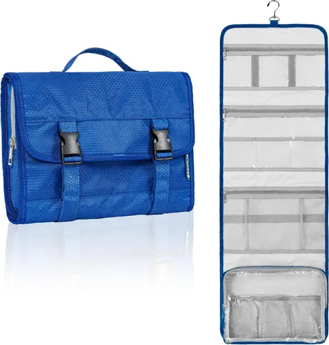 Miniatura 10 de PAVILIA Neceser colgante de viaje para mujeres y hombres, kit de bolsa de maquillaje de gran capacidad, estuche organizador de almacenamiento