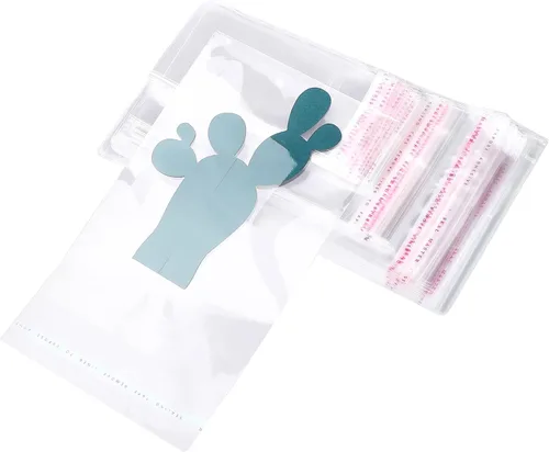 Miniatura 3 de Geyoga 240 bolsas de celofán de plástico transparente de 4 tamaños, resellables, autoadhesivas, para galletas de caramelo, envoltura decorativa