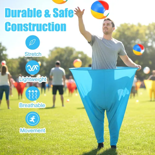 Miniatura 5 de Juego de 12 pantalones de abuela para patio – Juego gigante de fiesta al aire libre con 2 pantalones grandes, 8 bolas inflables y 2 bombas