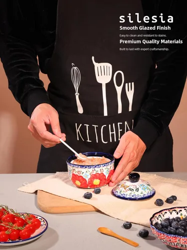 Miniatura 6 de silesia Azucarero hecho a mano con tapa y cuchara, tarro de azúcar de cerámica pintado a mano de 10 onzas para cocina en caja de regalo, decoración