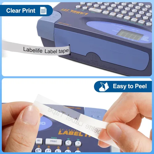 Miniatura 4 de XR-9X4 Reemplazo para Casio Label It Tape Clear 0.354 in 3/8 pulgadas XR-9X2S XR-9X Tinta negra en cinta transparente para etiquetadora Casio EZ