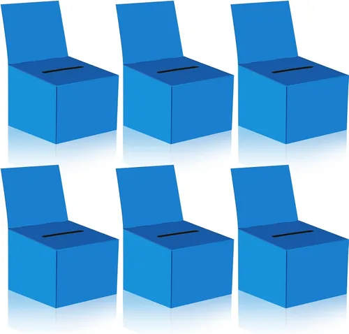 Miniatura 10 de Paquete de 6 cajas de sugerencias para rifas con ranura, cajas de cartón de 6.5 x 4.5 x 4.5 pulgadas con ranura para boletos y cabecera extraíble