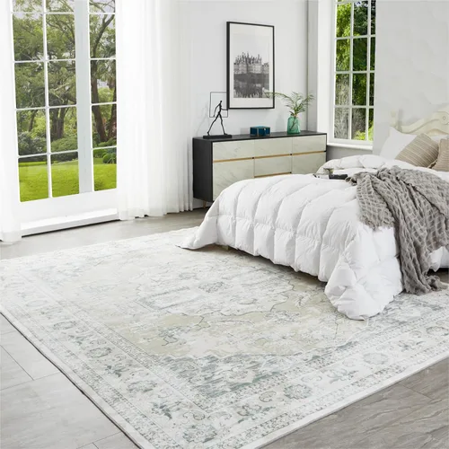 Miniatura 140 de Syalife 4x6 Alfombra Lavable para Área, Ultra Suave Antideslizante, Pila Baja, Alfombra Vintage Resistente a Manchas para Sala de Estar, Alfombra