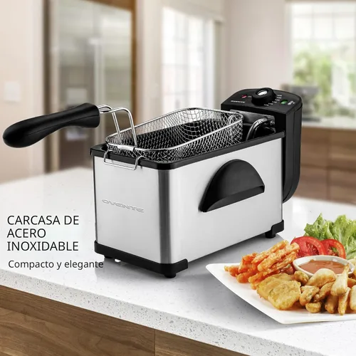 Miniatura 4 de Freidora eléctrica OVENTE de 2 litros de capacidad, 1500 vatios, tapa con ventana de visualización y filtro de olores, temperatura ajustable
