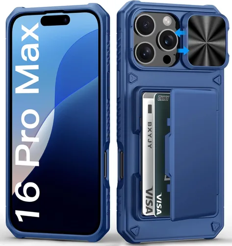 Miniatura 63 de BXYJY Funda tipo cartera para iPhone 15 Pro con tarjetero (4-5 tarjetas) y cubierta deslizante para cámara y soporte, protección contra caídas