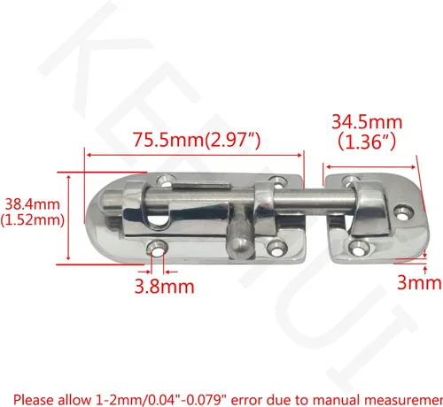 Miniatura 2 de Marine - Perno de acero inoxidable 316 resistente de 4-3/8 pulgadas para ventana de barco marino, puerta, escotilla, gabinete