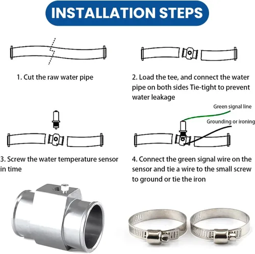 Miniatura 5 de zipelo Tubo de Junta de Temperatura de Agua, Adaptador de Sensor de Temperatura de Agua de Aleación de Aluminio para Automóvil, Abrazaderas