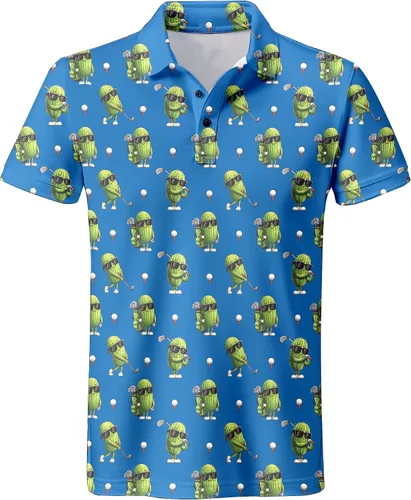 Miniatura 99 de Camisa de golf de los años 80 para hombre, ajuste seco, manga corta, estampada, divertidas, camisas de golf de los años 90 para hombre