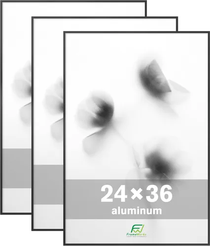 Miniatura 49 de FrameWorks Marcos para póster de aluminio cepillado de 12 x 18 pulgadas, diseño moderno de metal cepillado con plexiglás inastillable, perfecto
