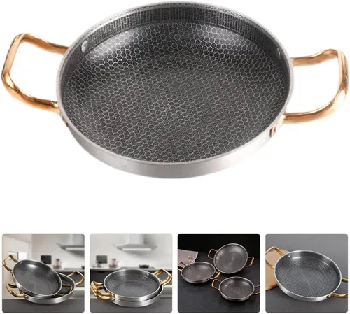 Miniatura 6 de Angoily Sartén antiadherente de acero inoxidable con forma de panal para mariscos, cangrejos de río y huevos, utensilios de cocina compatibles