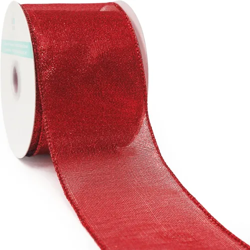 Miniatura 37 de Cinta con alambre metálica dorada champán de 2.5 pulgadas x 10 yardas para decoración del hogar de Navidad, lazo para decoración de árbol, envoltura