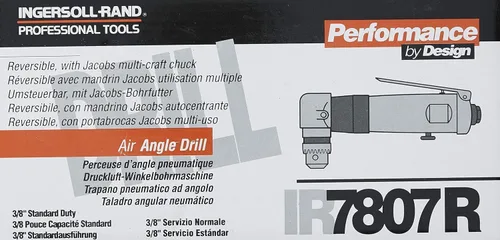 Miniatura 4 de Ingersoll Rand 7807R Taladro angular de aire reversible de 3/8 pulgadas, servicio estándar, 1800 RPM, mandril multimanualidades Jacobs silencioso